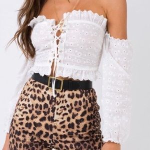 Off the shoulder eyelet crop top